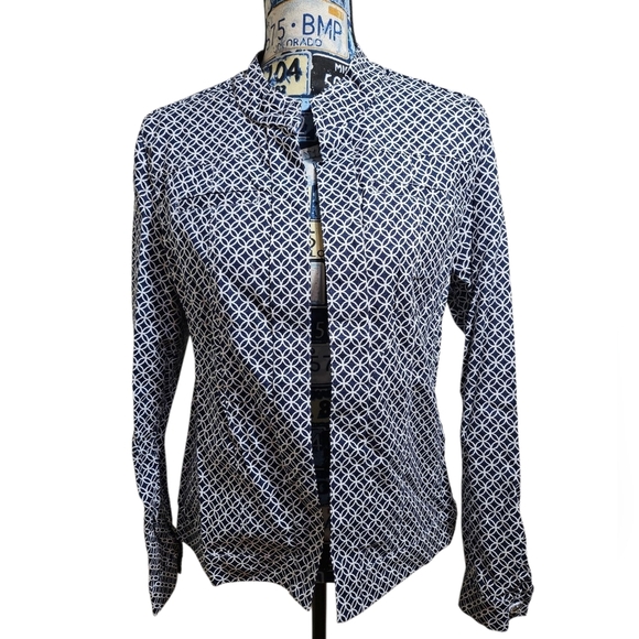NEW Attyre Women's Open Lightweight Denim Jacket Large Geometric Abstract Large - Picture 1 of 9